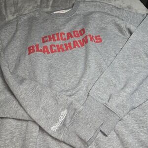 Mitchell & Ness Chicago Blackhawks Crewneck Sweatshirt Gray NHL Fleece Men's L